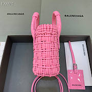 BALENCIAGA Bistro XXS Basket With Strap in pink varnished fake calfskin - 16x26x9cm - 6