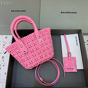 BALENCIAGA Bistro XXS Basket With Strap in pink varnished fake calfskin - 16x26x9cm - 3