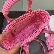 BALENCIAGA Bistro XXS Basket With Strap in pink varnished fake calfskin - 16x26x9cm - 2