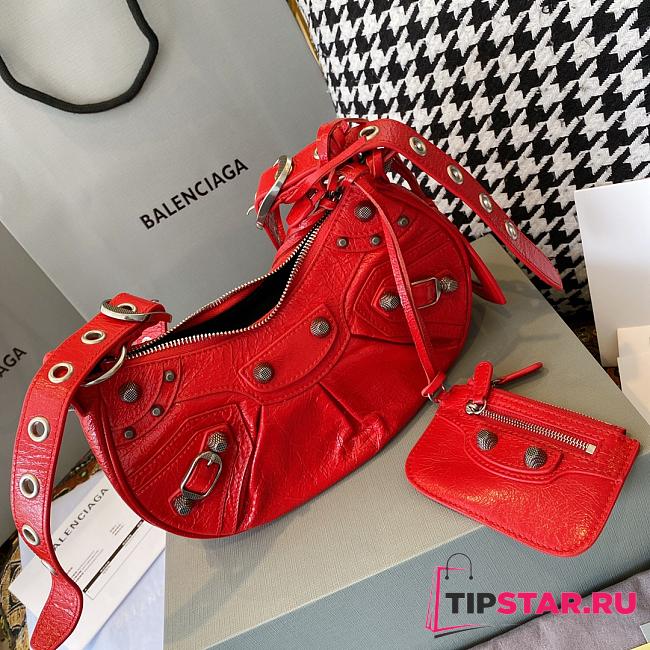 BALENCIAGA LE CAGOLE XS IN RED SHOULDER BAG CROCODILE EMBOSSED - 26×7×16cm - 1