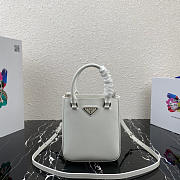 PRADA Small brushed leather tote White - 1BA331 - 17.5x15x5cm - 1