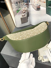 Small LOEWE Luna bag in Anagram jacquard and classic avocado green calfskin - 34x9x27cm - 5