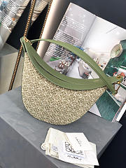 Small LOEWE Luna bag in Anagram jacquard and classic avocado green calfskin - 34x9x27cm - 2