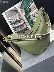 LOEWE luna bag in satin avocado green calfskin and jacquard - 27x29.5x8cm - 4