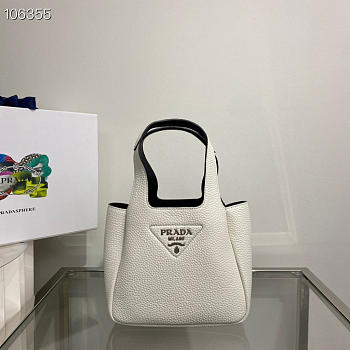 PRADA Leather handbag white/black - 1BA349 - 15.5x10x18cm