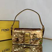 Fendi 8BR792 Medium Baguette 1997 Yellow Satin Bag With Sequins - 0127L - 6