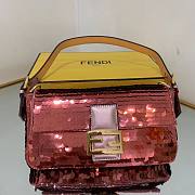 Fendi 8BR792 Medium Baguette 1997 Pink Satin Bag With Sequins 0127L - 4