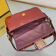 Fendi 8BR792 Medium Baguette 1997 Pink Satin Bag With Sequins 0127L - 3