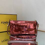Fendi 8BR792 Medium Baguette 1997 Pink Satin Bag With Sequins 0127L - 2