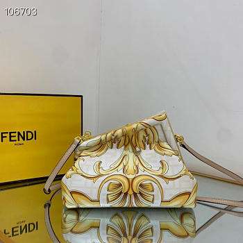 Fendi First Medium Fendace Gold-colored leather bag with appliqués - 26x9.5x18cm