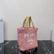 PRADA Small raffia tote bag tan/petal pink - 1BG422 - 24x24x8cm - 2