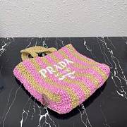 PRADA Small raffia tote bag tan/petal pink - 1BG422 - 24x24x8cm - 3