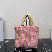 PRADA Small raffia tote bag tan/petal pink - 1BG422 - 24x24x8cm - 5