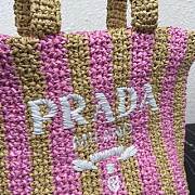 PRADA Small raffia tote bag tan/petal pink - 1BG422 - 24x24x8cm - 6