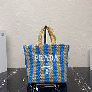 PRADA Small raffia tote bag tan/light blue - 1BG422 - 24x24x8cm - 1