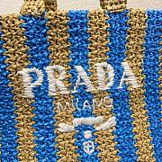 PRADA Small raffia tote bag tan/light blue - 1BG422 - 24x24x8cm - 5