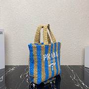 PRADA Small raffia tote bag tan/light blue - 1BG422 - 24x24x8cm - 4