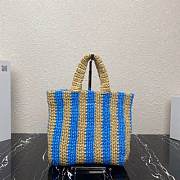 PRADA Small raffia tote bag tan/light blue - 1BG422 - 24x24x8cm - 2