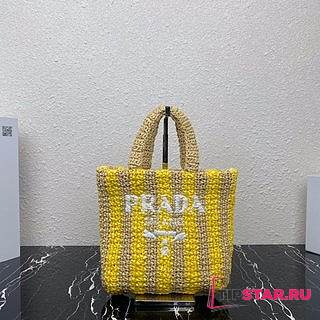 PRADA Small raffia tote bag tan/yellow - 1BG422 - 24x24x8cm - 1