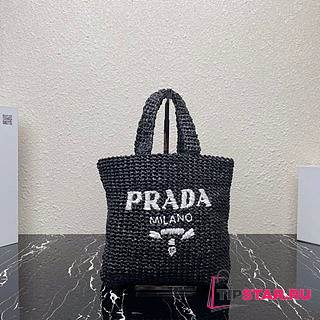 PRADA Small raffia tote bag black - 1BG422 - 24x24x8cm - 1