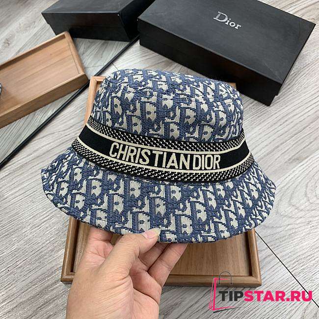 Dior D-Oblique Small Brim Bucket Hat Blue - 1