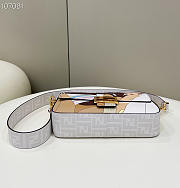 FENDI Baguette FF white glazed fabric bag with inlay white - 8BR600 - 27x6x15cm - 5