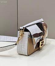 FENDI Baguette FF white glazed fabric bag with inlay white - 8BR600 - 27x6x15cm - 4