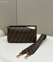 FENDI Baguette FF white glazed fabric bag with inlay brown - 8BR600 - 27x6x15cm - 2