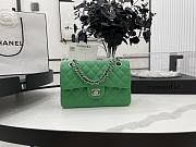 CHANEL SMALL CLASSIC HANDBAG GRAINED CALFSKIN & SILVER-TONE METAL GREEN A01113 - 1