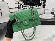 CHANEL SMALL CLASSIC HANDBAG GRAINED CALFSKIN & SILVER-TONE METAL GREEN A01113 - 4