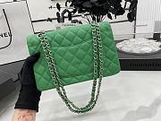 CHANEL SMALL CLASSIC HANDBAG GRAINED CALFSKIN & SILVER-TONE METAL GREEN A01113 - 3