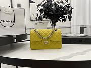 CHANEL SMALL CLASSIC HANDBAG GRAINED CALFSKIN & - SILVER TONE METAL YELLOW A01113  - 1