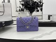 CHANEL SMALL CLASSIC HANDBAG GRAINED CALFSKIN & - SILVER TONE METAL VIOLET A01113 - 1