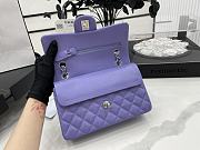 CHANEL SMALL CLASSIC HANDBAG GRAINED CALFSKIN & - SILVER TONE METAL VIOLET A01113 - 4