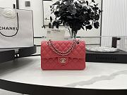 CHANEL SMALL CLASSIC HANDBAG GRAINED CALFSKIN & SILVER-TONE METAL RED A01113 - 1