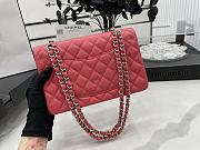 CHANEL SMALL CLASSIC HANDBAG GRAINED CALFSKIN & SILVER-TONE METAL RED A01113 - 5