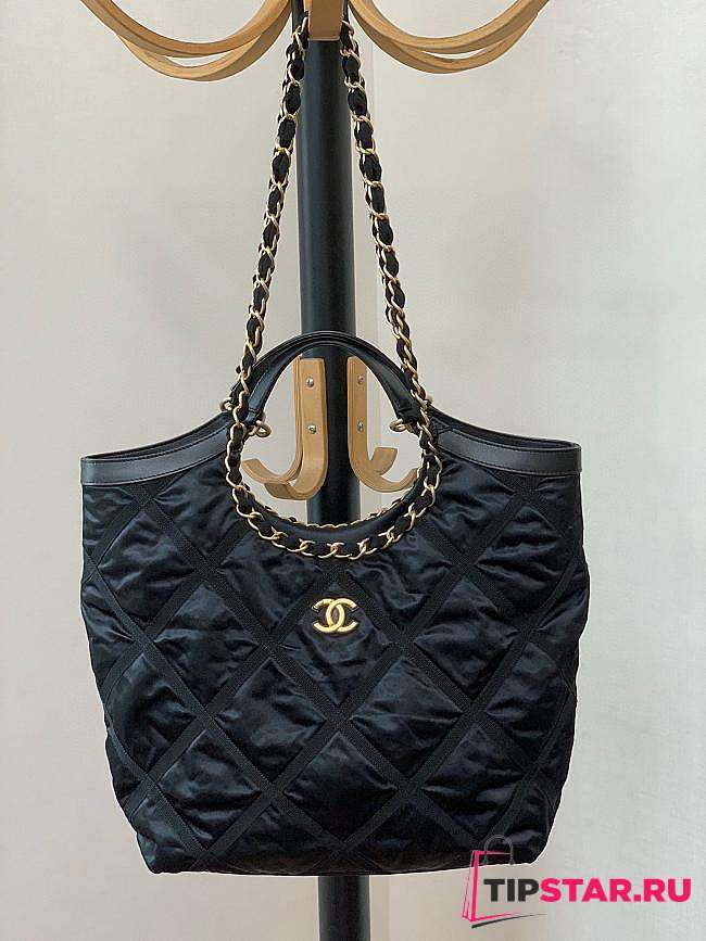 CHANEL MAXI SHOPPING BAG Nylon, Gros-Grain & Gold-Tone Metal Black -  AS3152 - 1