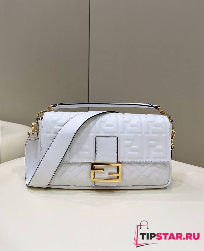 Fendi Baguette Large White Leather Bag - 1