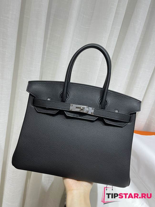 Hermes Togo Black Leather Silver Hardware 30  - 1