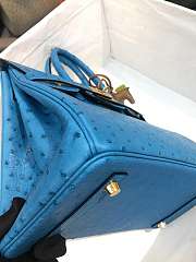 Hermes Birkin Blue Ostrich Gold Hardware 30cm - 3