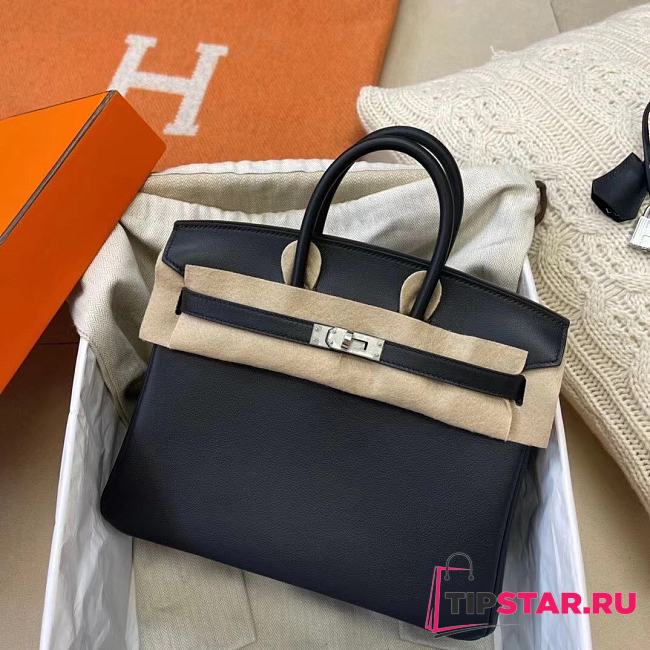 Hermes Birkin Black Swift Silver Hardware 25cm - 1