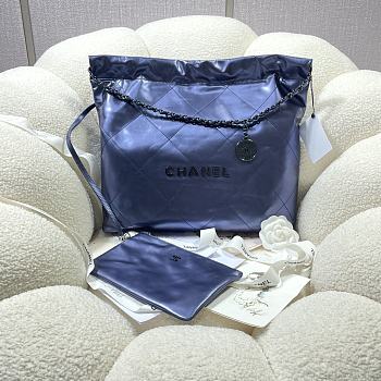 Chanel 22 Medium Handbag Navy Blue Calfskin AS3261 Size 39x42x8 cm