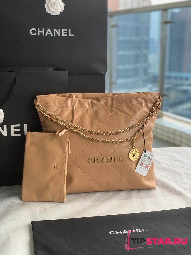 Chanel 22 Medium Handbag Beige Calfskin AS3261 Size 39x42x8 cm - 1