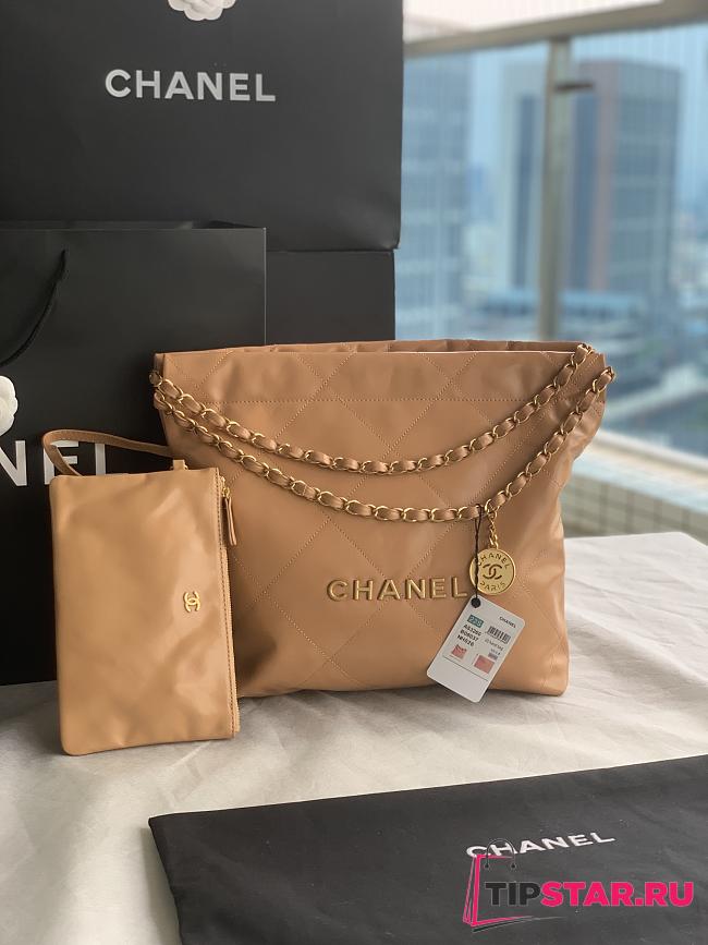 Chanel 22 Small Handbag Beige Calfskin AS3260 Size 35x37x7 cm - 1