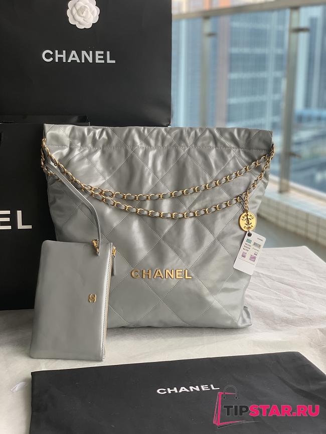 Chanel 22 Large Handbag Grey Calfskin AS3262 Size 48x45x10 cm - 1