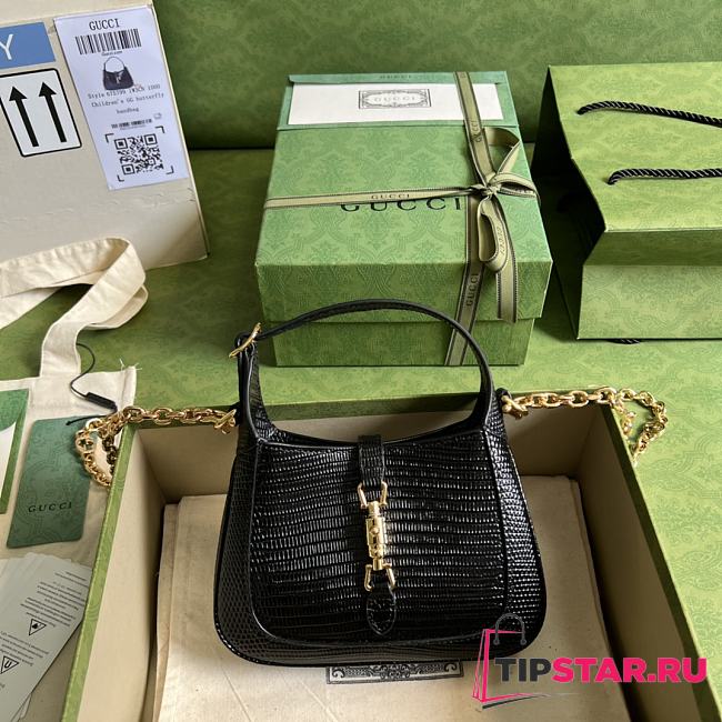 Gucci Jackie 1961 Lizard Mini Bag Black 675799 Size 19x13x13 cm - 1