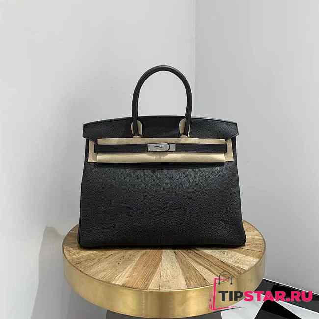 Hermes Birkin Black Leather Silver Hardware Size 25x20x13cm - 1