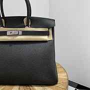 Hermes Birkin Black Leather Silver Hardware Size 25x20x13cm - 3