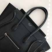 Celine Luggage Bag Black Drummed Calfskin Silver Zip Size 27cm - 2
