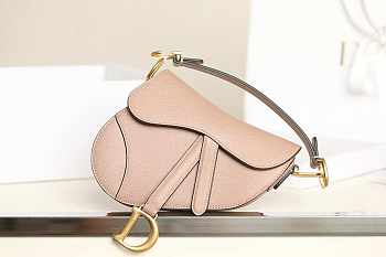Dior Mini Saddle Bag Beige Grained Leather M0447 Size 21x18x5cm